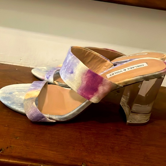 Sandals blend of colours lucite heel Chelsea & violet cv-a more 10 M comfortable - Picture 1 of 9